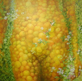 vitalit� f�minine, fleurs de pommier, pommes, femme future m�re